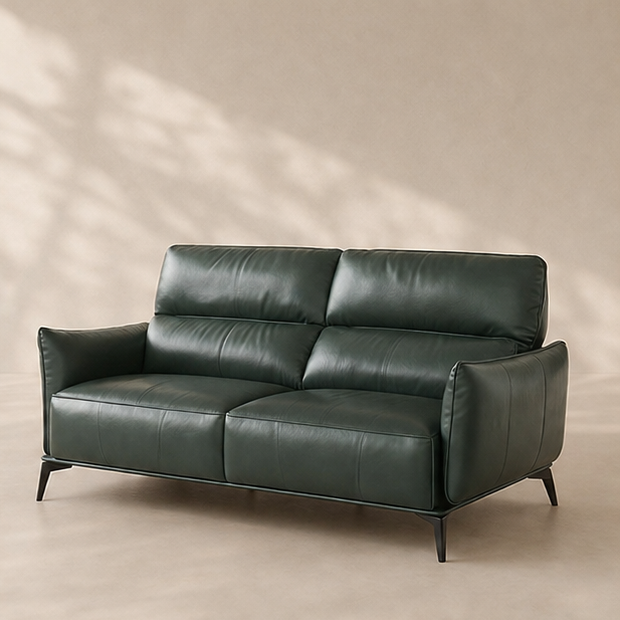 Deep Emerald Leather Loveseat