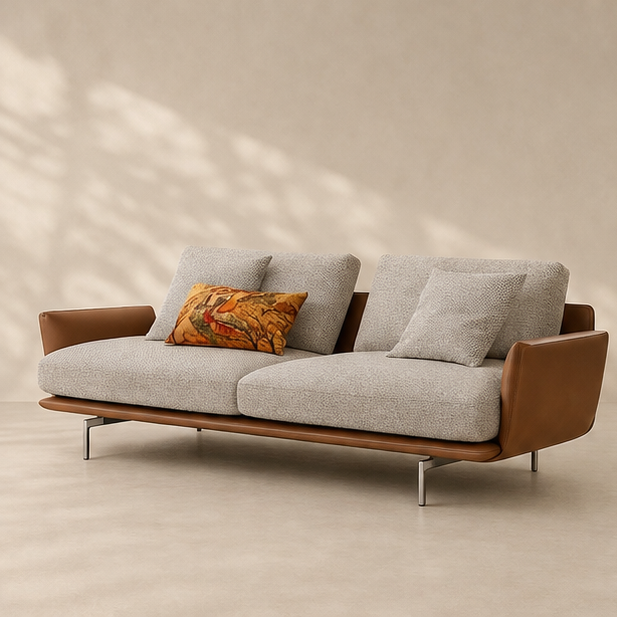 Modern leather and fabric sofa
