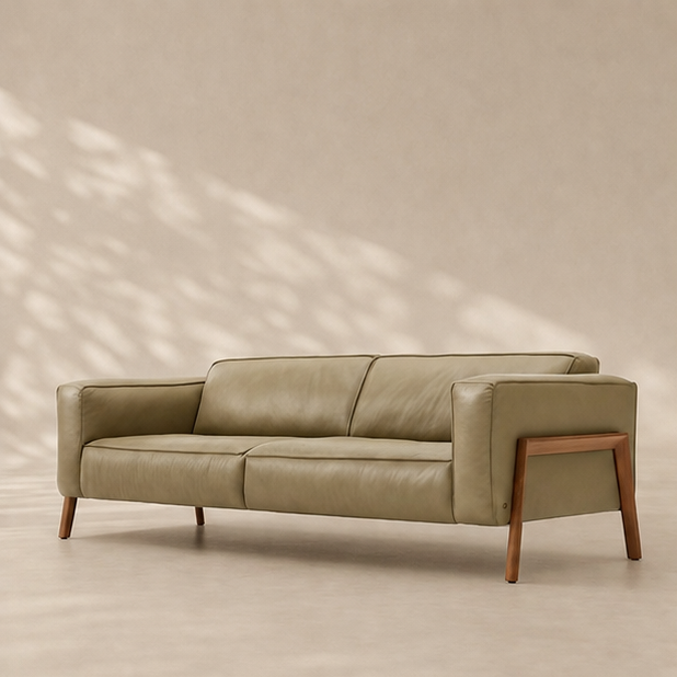 Modern Leather Sofas with Wood Accents